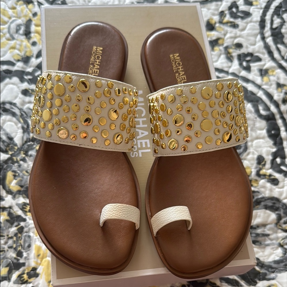 Michael Kors Gold and Brown Sandals
